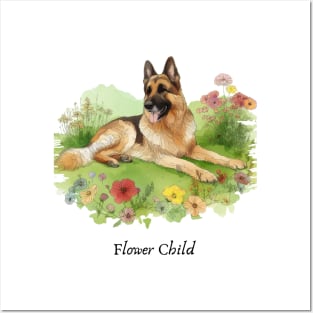 Flower Child - German Shepherd Posters and Art